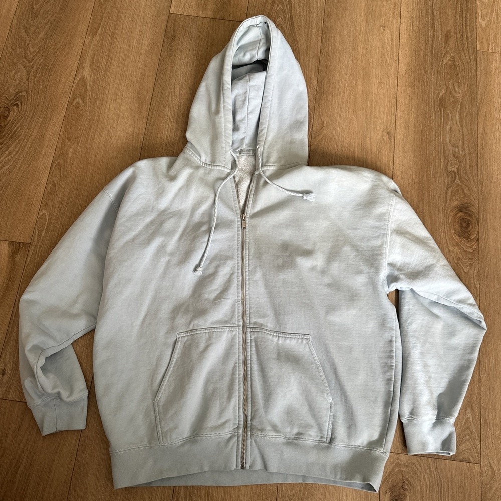 John Galt Shanghai‎ Women's Oversized Full Zip Hoodie Light Blue Heavyweight Med